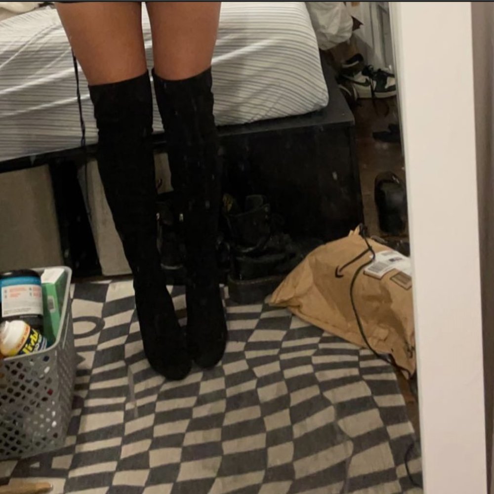 Black Over the Knee Suede Boots
